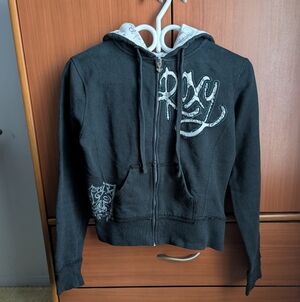Black Roxy cotton full zip hoodie size S